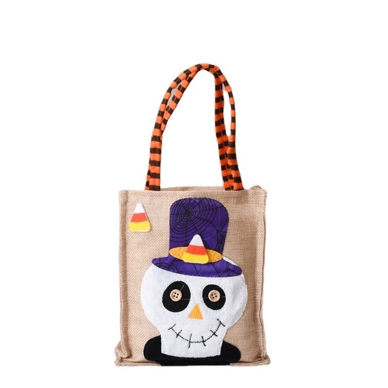 Cute Halloween Pattern Linen Party Gift Bags for Trick or Treat|Halloween Party Supplies