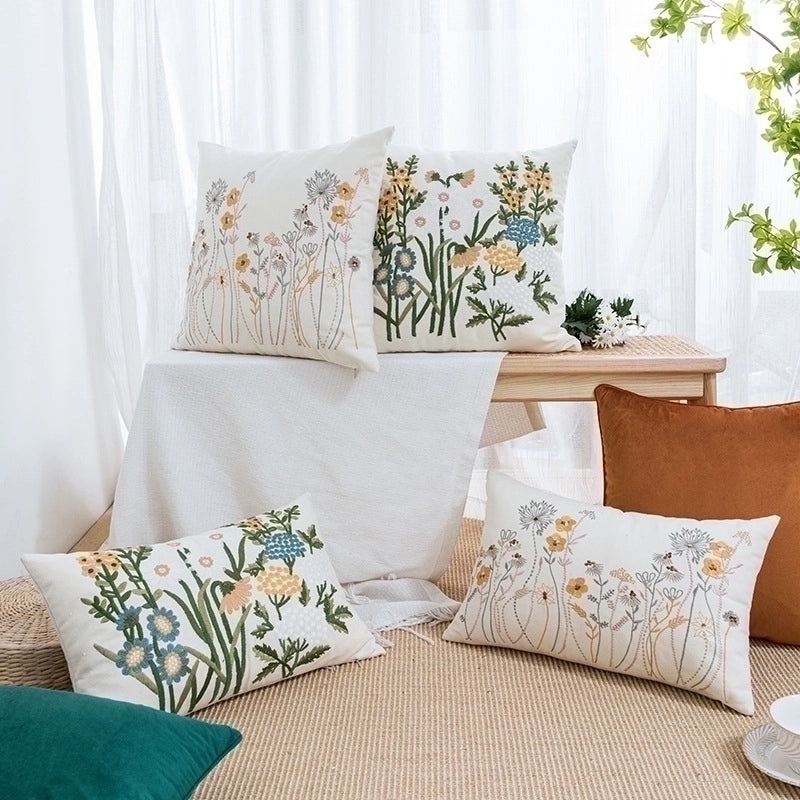 Floral Cotton Pillow Covers for Bedroom Decor|Home Textiles & Bedding