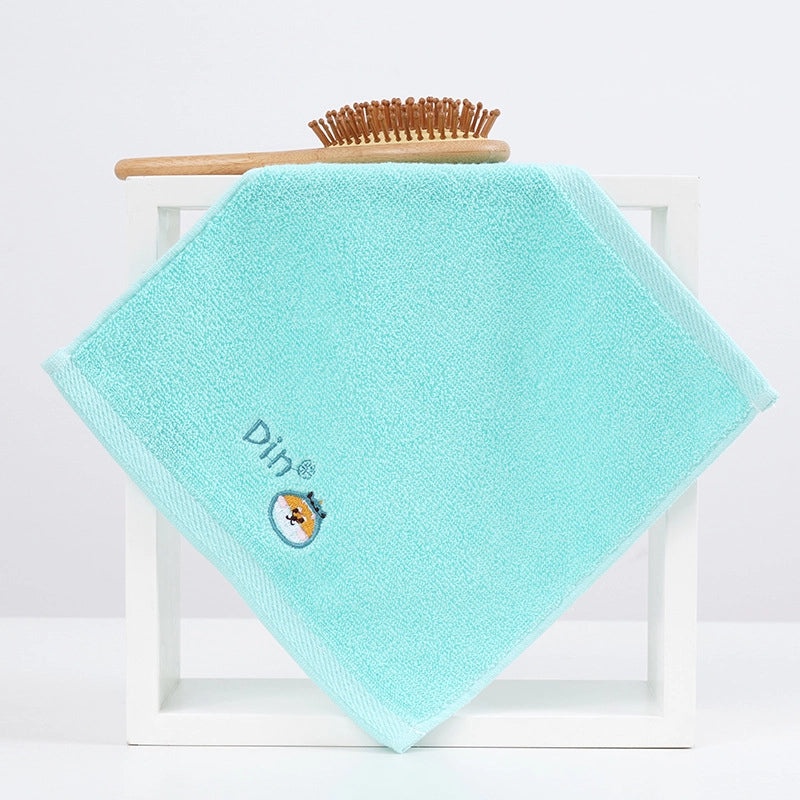 Cotton Square Towel 25x25cm Soft Absorbent Embroidered Face Hand Towel for Kindergarten|Home Textiles