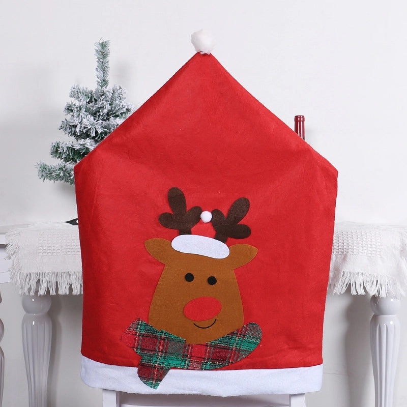 Cute Christmas Santa Hat Chair Cover | Holiday Decorations