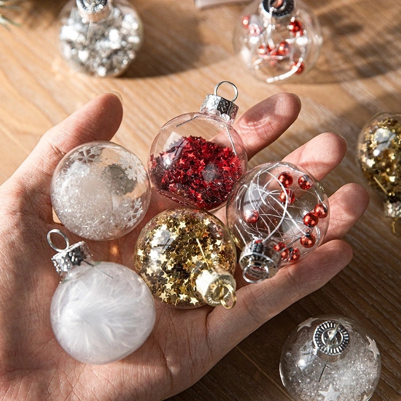 Christmas Clear Glass Ball Ornaments for Indoor Hanging Decor | Christmas Decorations