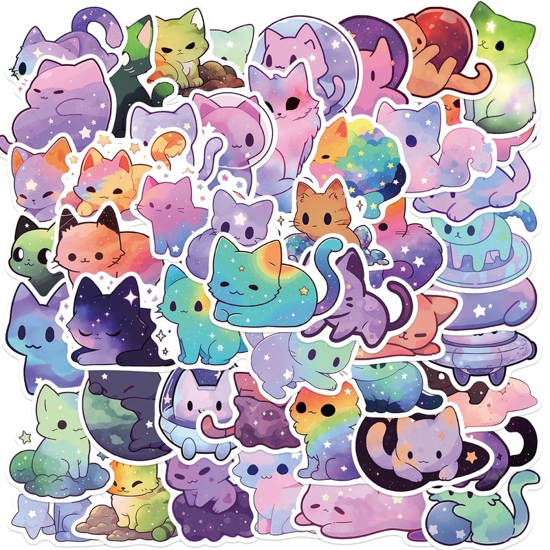 Cute Cat PVC Stickers Set for Learning and Decoration | Home & Living Accessories