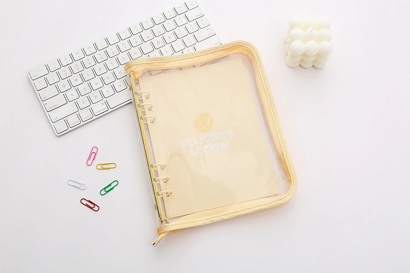 Transparent PVC Soft Shell Zippered Loose-Leaf Notebook Bag A5 A6 Style|Stationery & Office Supplies