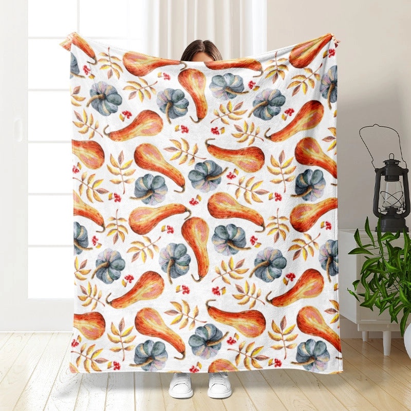 Halloween Cozy Pumpkin Bat Ghost Polyester Throw Blanket | Home Decor & Blankets