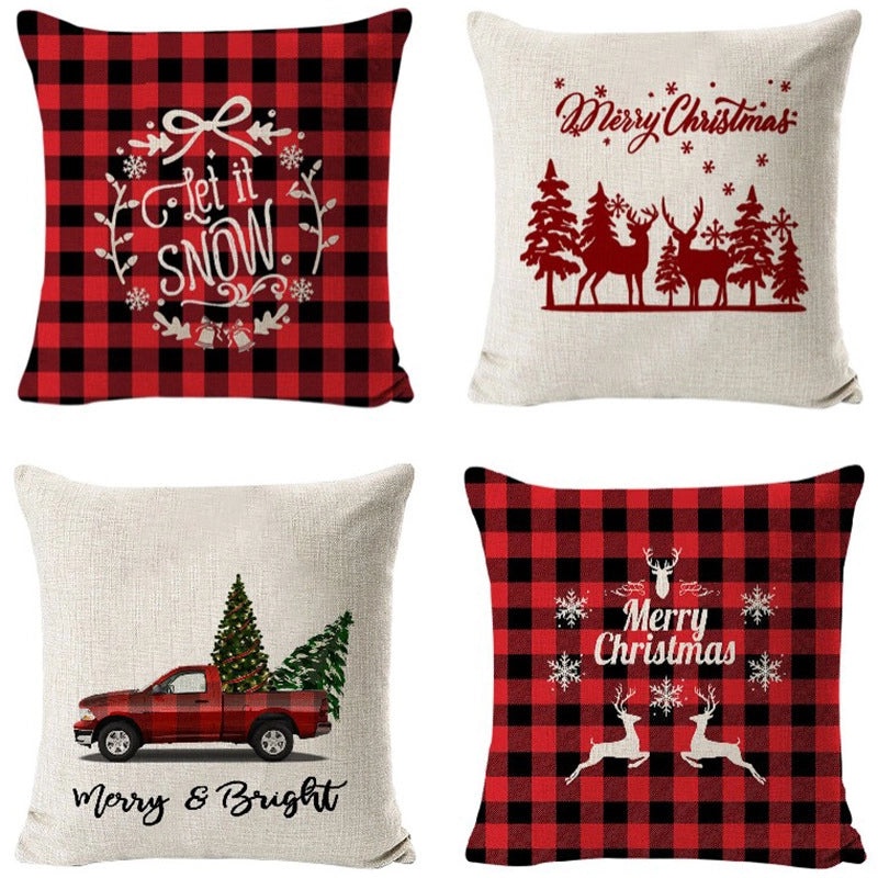 Christmas Geometric Snowflake Cartoon Cushion Cover for Couch Sofa | Home Decor & Cushions