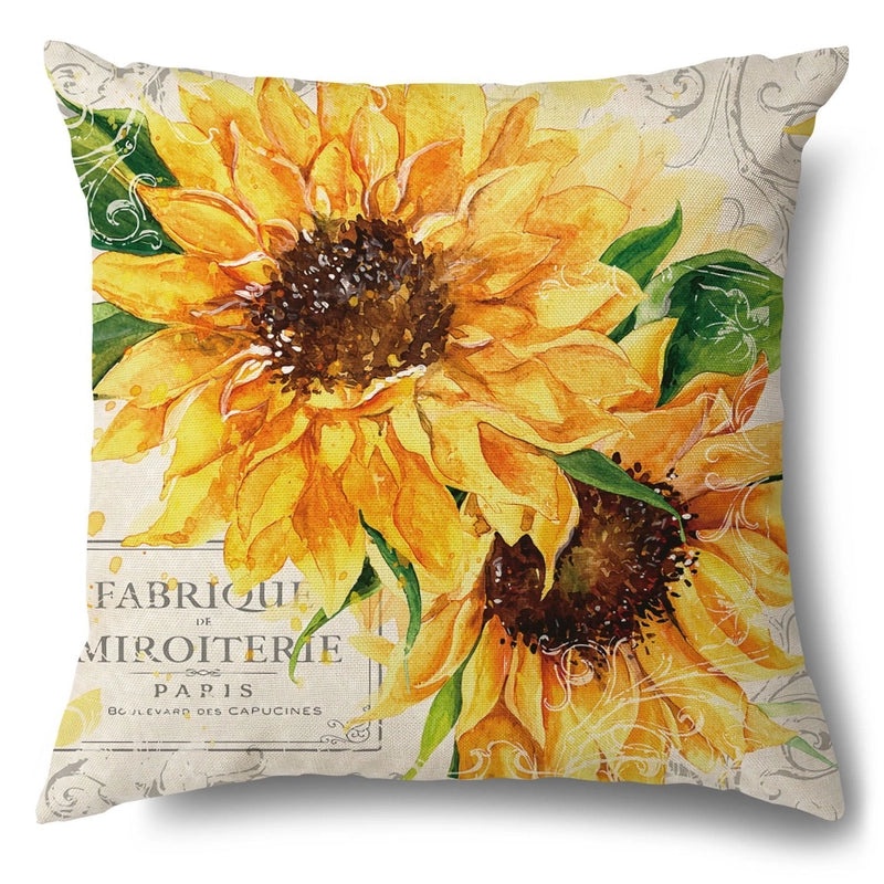 Rustic Sunflower Linen Pillow Covers|Home Decor Pillows