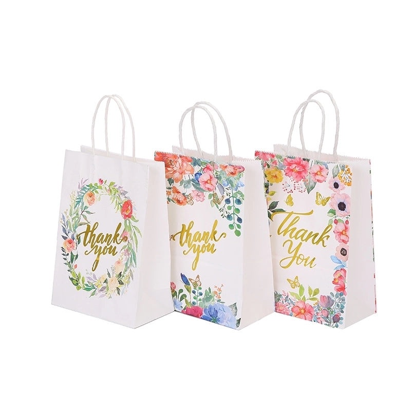 Thanksgiving Floral Paper Gift Bags Cute Holiday Favor Bags|Gift Bags & Wrapping