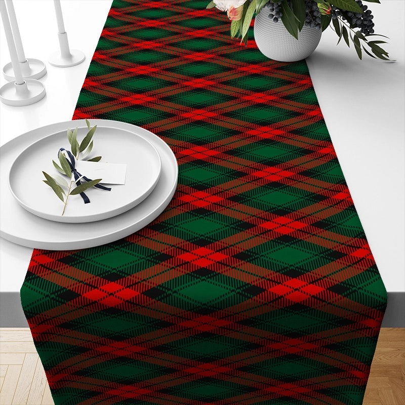 Festive Ethnic Color Block Linen Tablecloth for Christmas Vacation|Home Decor Table Linens