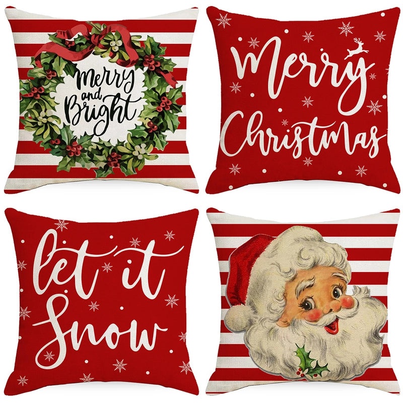 Festive Christmas Stripe Snowflake Pillow Covers | Home Decor & Living Room Accessories