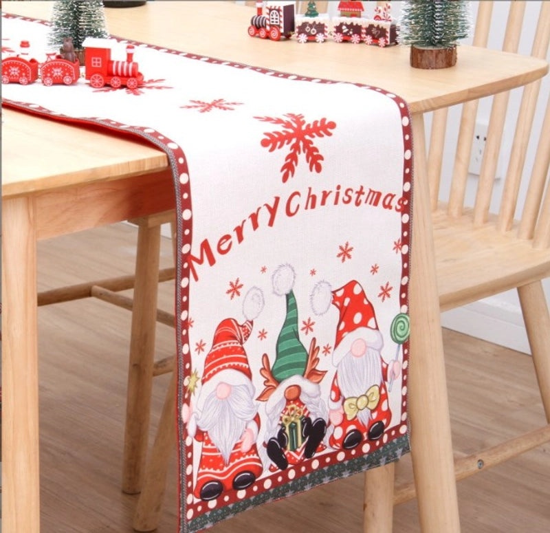 Christmas Holiday Table Runner and Chair Covers with Santa Claus, Snowman Design | Home Decor & Party Supplies