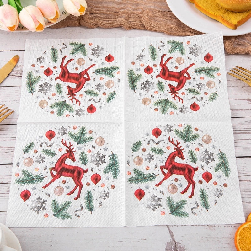 Nordic Christmas Elk Tableware Set Wooden Pulp Classic Holiday Dinnerware|Home & Kitchen>Dining & Entertaining>Tableware