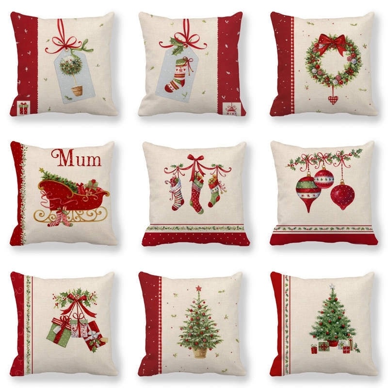 Festive Cartoon Linen Pillow Covers for Couch & Sofa|Home Decor & Pillows