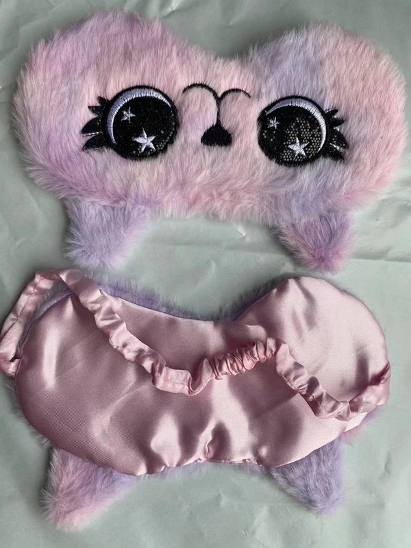 Adorable Cartoon Cotton Plush Satin Sleep Mask | Sleep Accessories