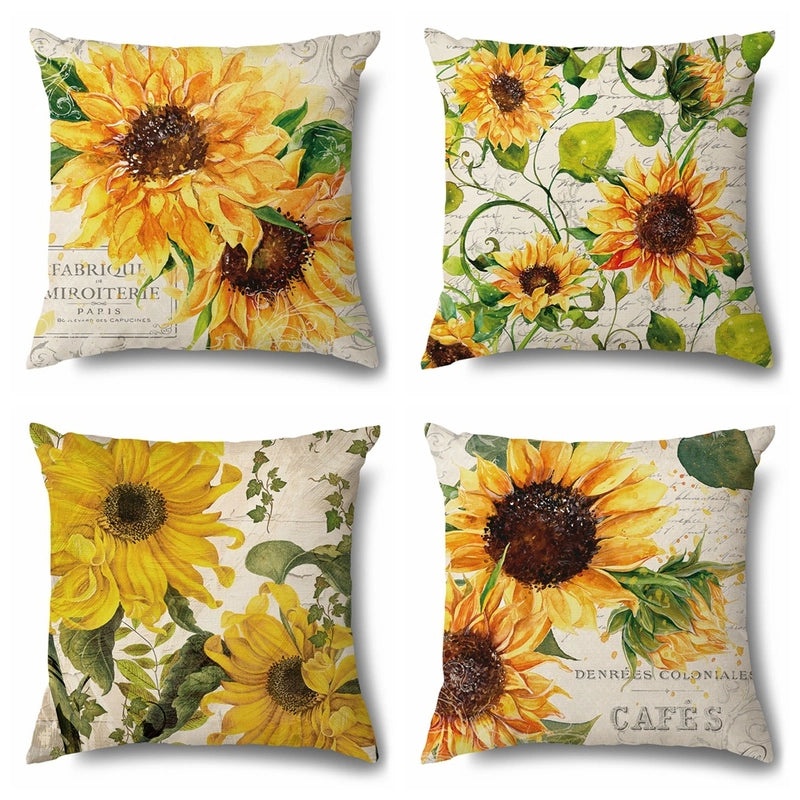 Rustic Sunflower Linen Pillow Covers|Home Decor Pillows