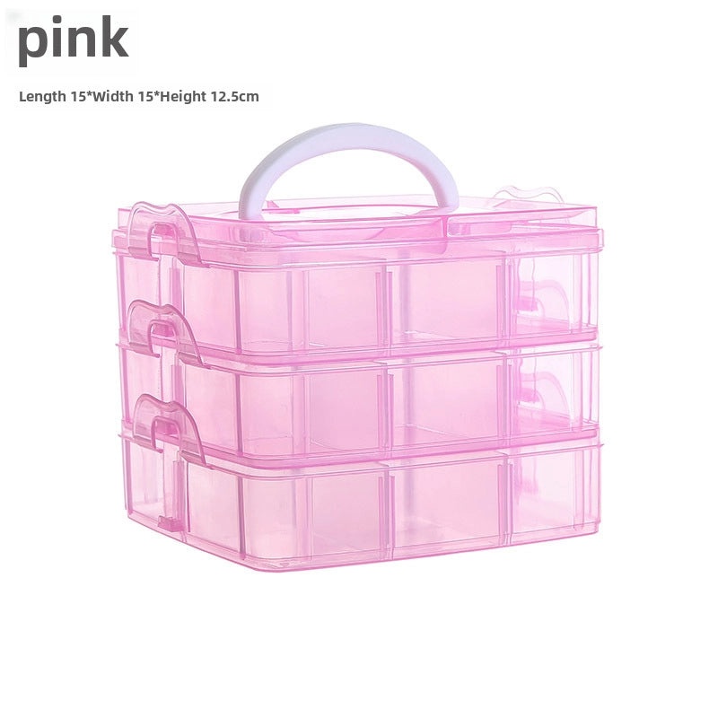 Transparent Plaid Portable Jewelry Storage Box for Earrings Necklace Rings Hair Accessories | Jewelry Storage Boxes