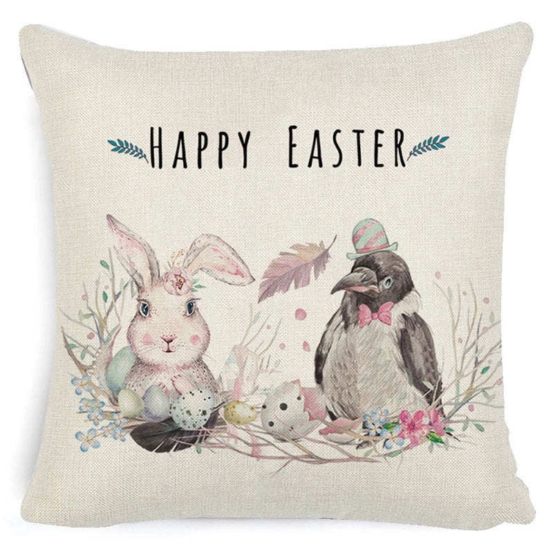 Easter Minimalist Rabbit Linen Throw Pillow Cover for Couch Sofa Decor|Home Decor & Pillows