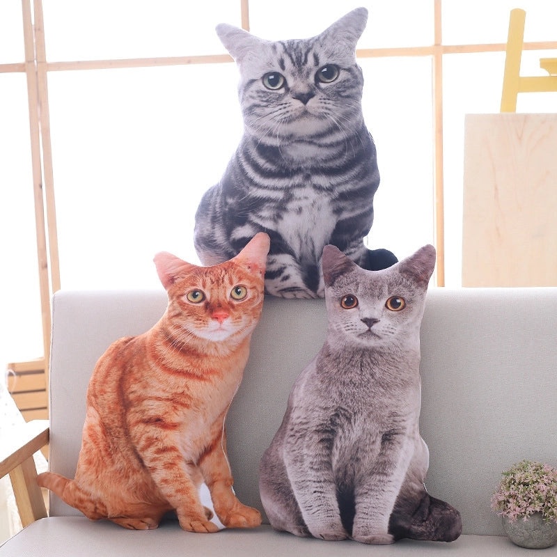 Adorable 3D Cat Plush Pillow Soft Nap Cushion for Sofa and Bed | Home Decor Cushion