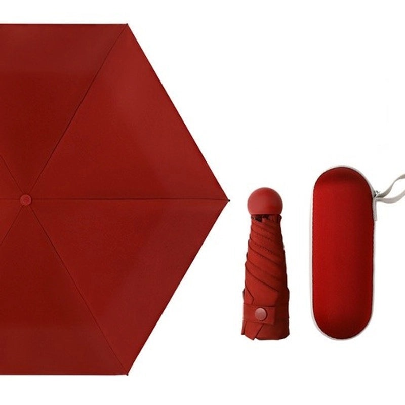 Mini Five-Fold Compact Umbrella | Portable Sun Shade Pocket Umbrella for Sun Protection with Custom Logo | Gifts & Promotional Products
