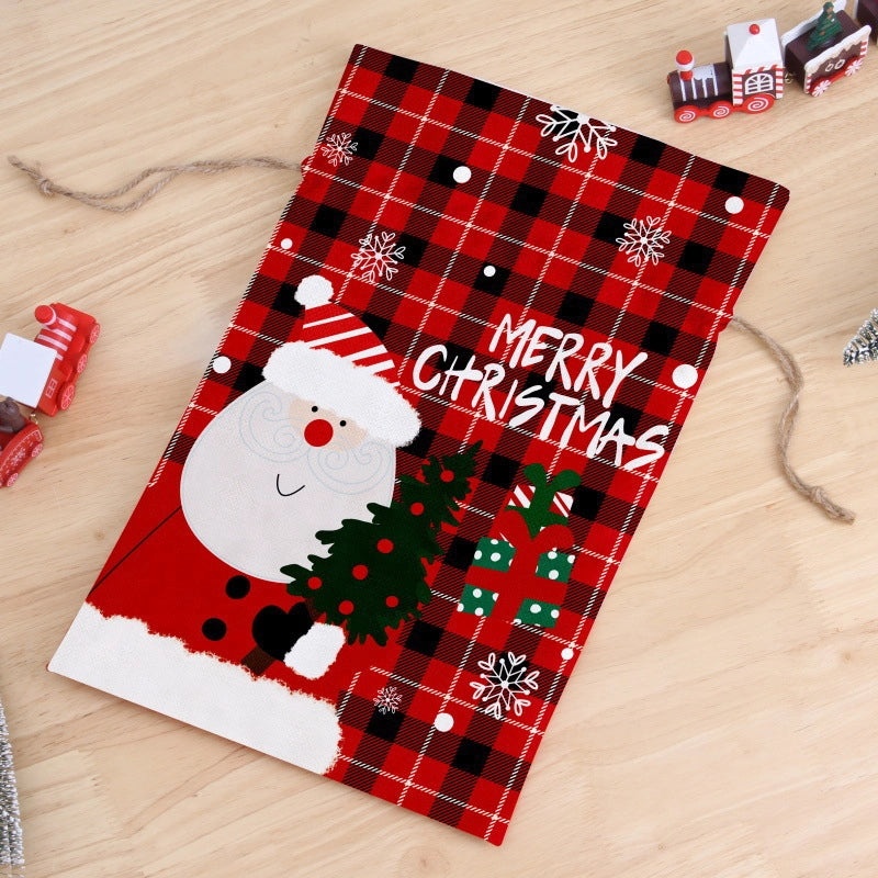 Christmas Santa Claus Linen Letter Gift Bags for Holiday Party | Holiday Party Supplies