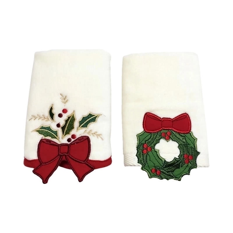 Christmas Tree Bow Knot Cotton Towel Soft Holiday Hand Towel | Home & Living Towels