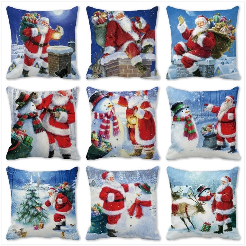 Festive Santa Pillow Covers for Couch Sofa Christmas Home Decor|Home Decor & Pillows