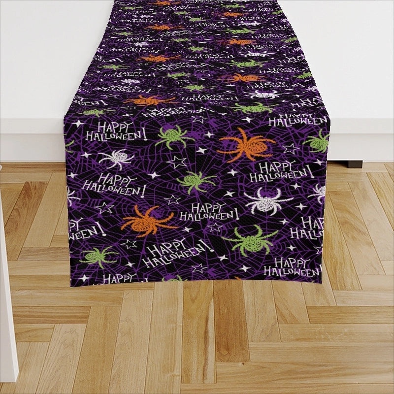 Ethnic Halloween Linen Tablecloth with Color Block Design for Vacation | Home Decor Table Linens