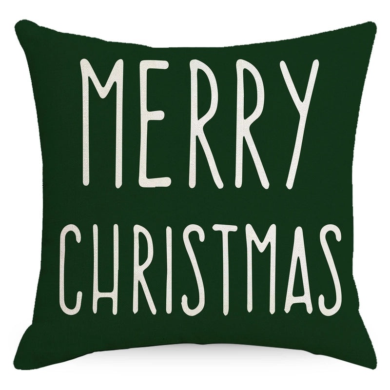 Christmas Tree Decorative Linen Pillow Covers with Festive Socks Letter Print|Home Decor Pillows