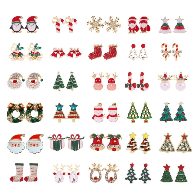 Christmas Cute Minimalist Alloy Christmas Tree Santa Claus Snowman Party Festival Decoration|Holiday Jewelry Accessories