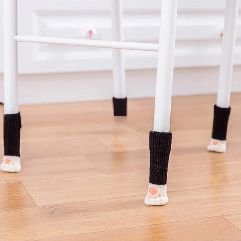 Knitted Cat Claw Table Leg Protectors Silent Chair Foot Covers Yellow White Color Matching|Furniture Accessories