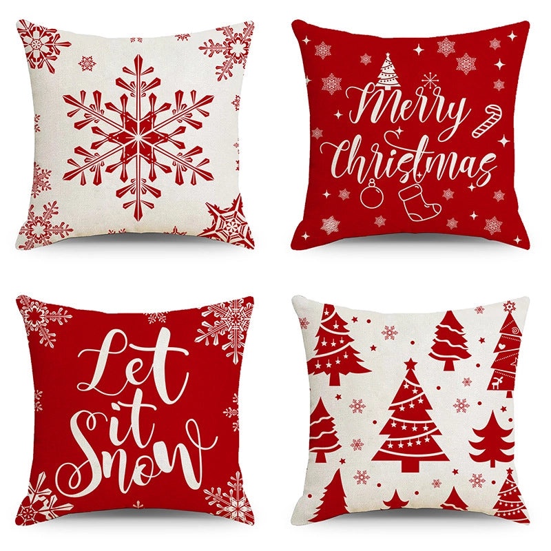 Festive Christmas Stripe Snowflake Pillow Covers | Home Decor & Living Room Accessories
