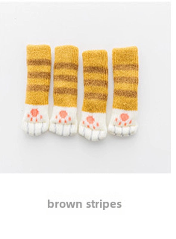 Knitted Cat Claw Table Leg Protectors Silent Chair Foot Covers Yellow White Color Matching|Furniture Accessories