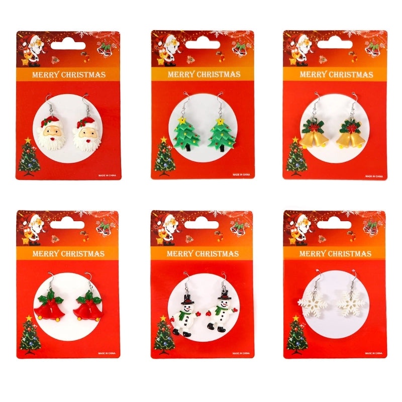Christmas Holiday Tree Santa Snowman Alloy Plastic Party Earrings|Jewelry & Accessories