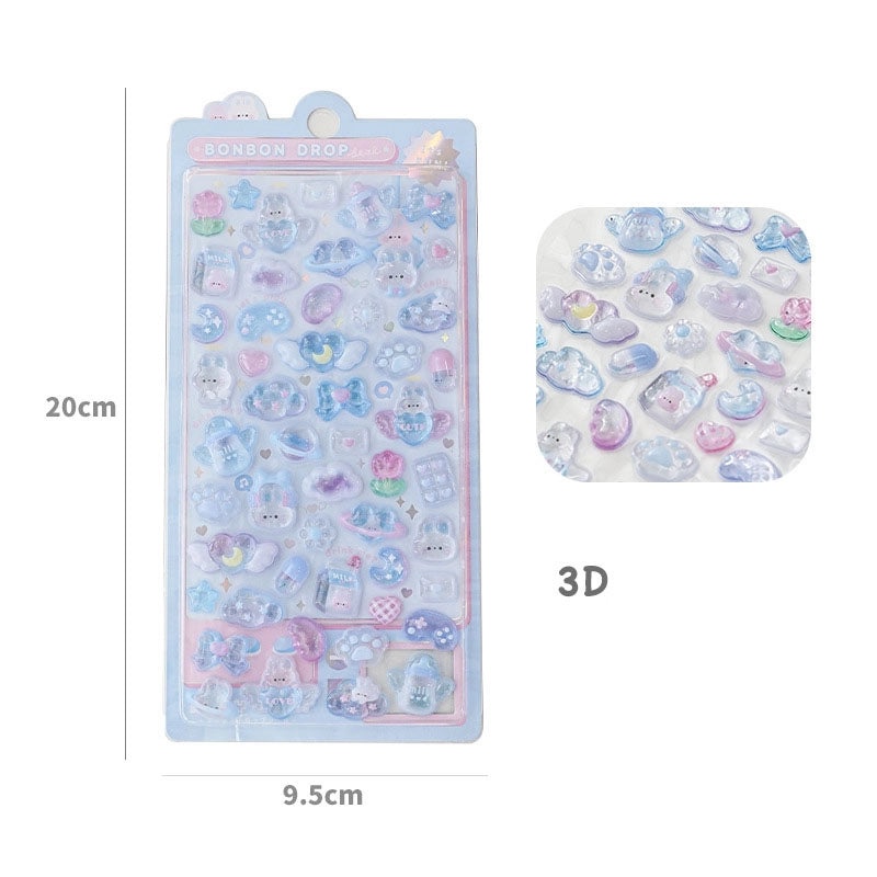 School Graduation Cartoon Epoxy Resin Stickers Set of 2|School Supplies & Stationery