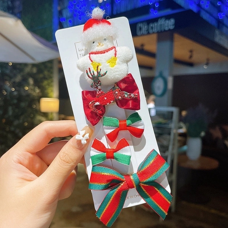 Minimalist Christmas Tree Hairpin with Bow Knot and Elk Design|Hair Accessories