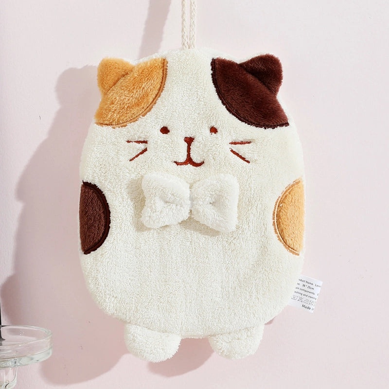 Adorable Cat Pattern Coral Fleece Towels for Kids Bathroom|Home & Living Bath Towels