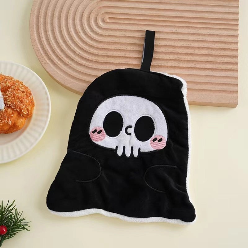 Halloween Cartoon Hanging Hand Towel for Kids Small Tower Skull Bat Design|Home & Kitchen > Bath > Bath Towels