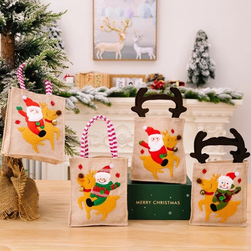 Nordic Christmas Gift Bags with Cute Santa and Elk Design | Holiday Party Supplies