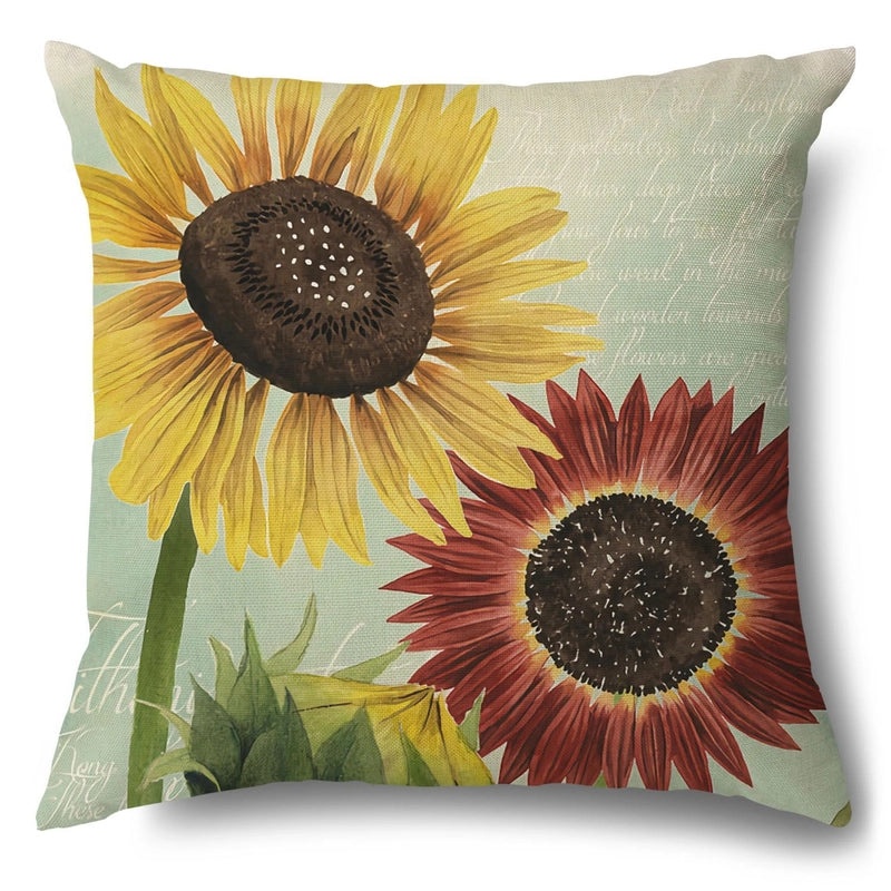 Rustic Sunflower Linen Pillow Covers|Home Decor Pillows