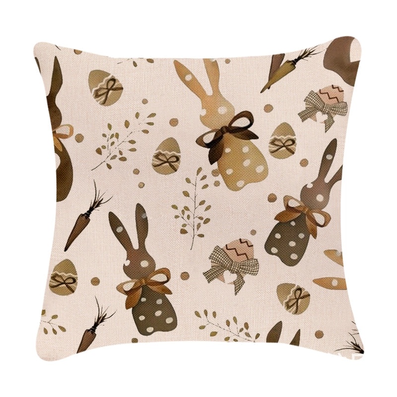 Minimalist Easter Rabbit Linen Pillow Covers for Couch and Sofa Decor | Home Decor Accessories