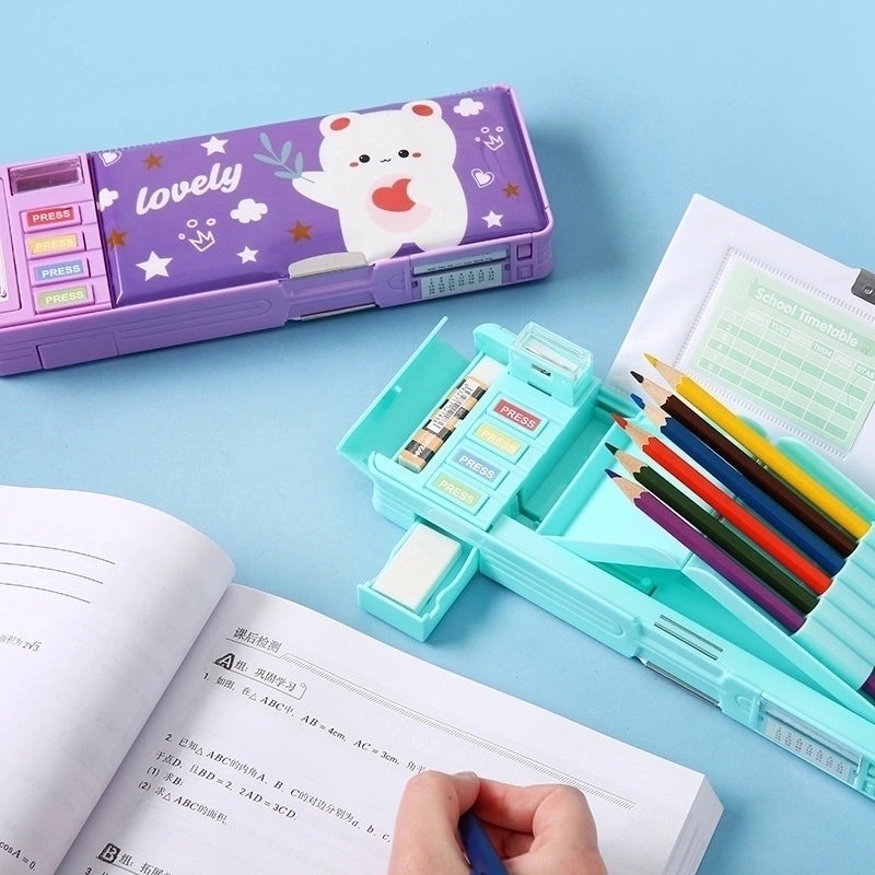 Multi-functional Double-layer Large Capacity Pencil Case for Primary School Students|School Supplies