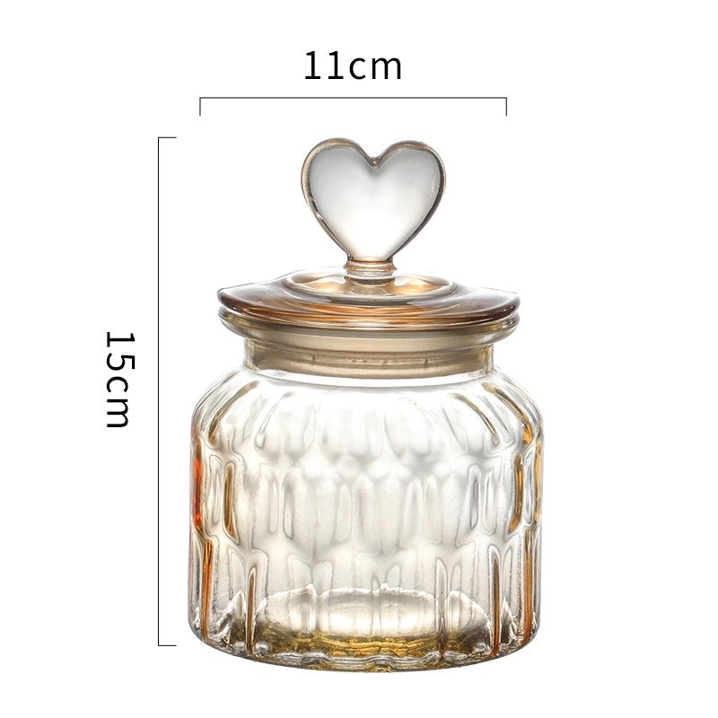 Red Heart Glass Storage Tank for Casual Use|Home Storage & Organization