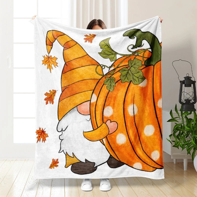 Halloween Cozy Pumpkin Bat Ghost Polyester Throw Blanket | Home Decor & Blankets