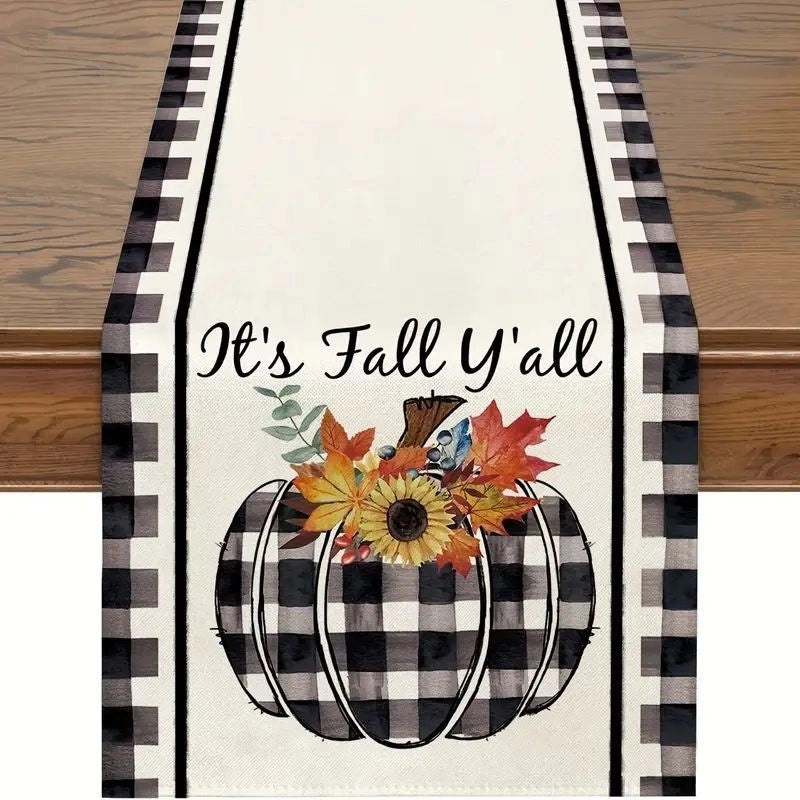 Halloween Pumpkin Lattice Table Runner Polyester Decorative Accent|Home Decor Table Linens