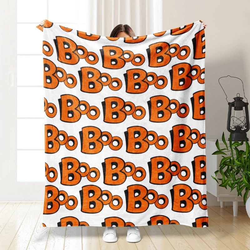 Halloween Cozy Pumpkin Bat Ghost Polyester Throw Blanket | Home Decor & Blankets