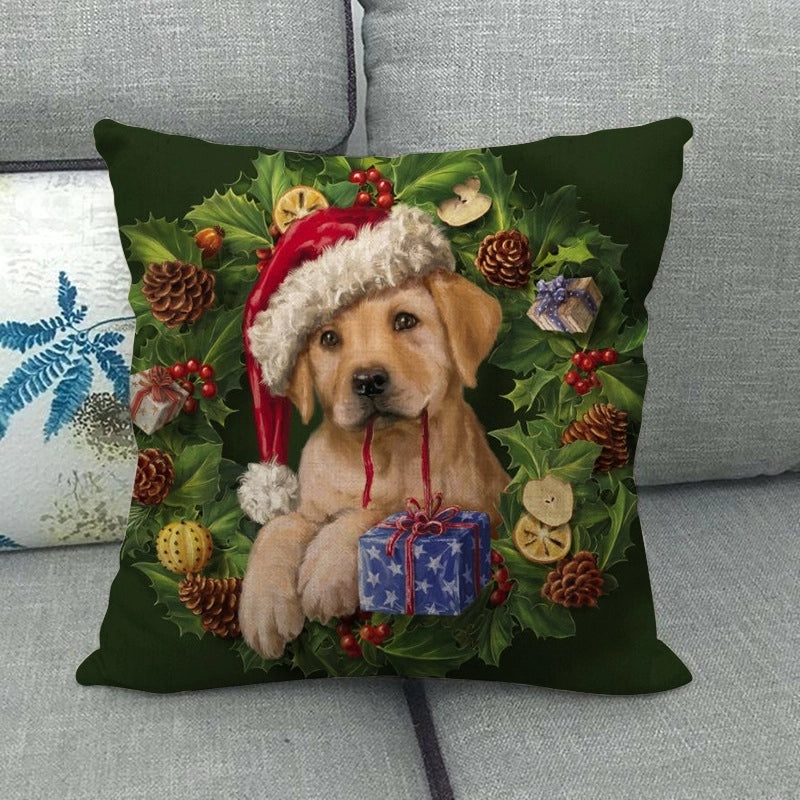 Nordic Modern Classic Christmas Tree Santa Dog Linen Pillow Covers Sofa Couch Decor|Home Decor Pillows