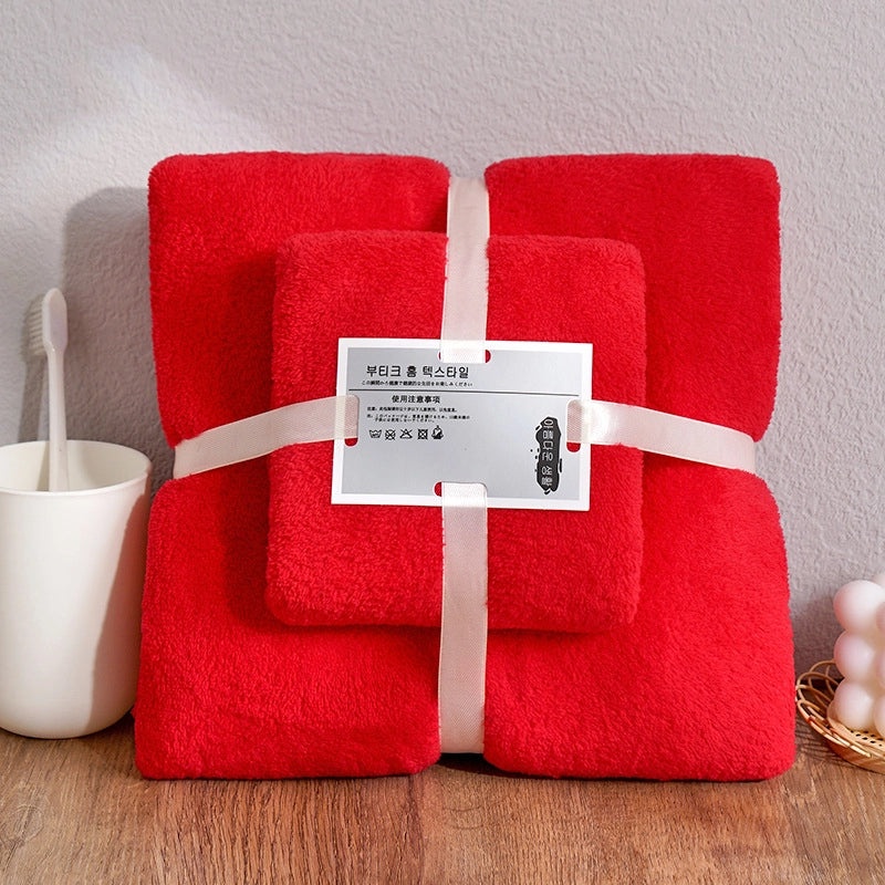 Coral Fleece Bath Towel Set for Mom Thick Absorbent Two-Piece Towel Gift|Home & Bath