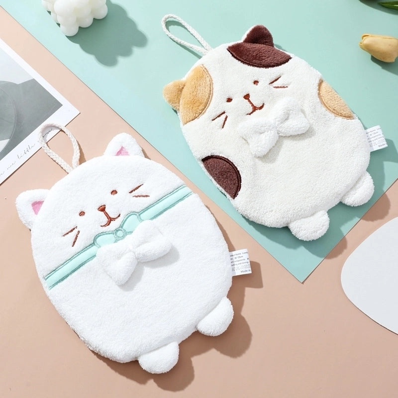 Adorable Cat Pattern Coral Fleece Towels for Kids Bathroom|Home & Living Bath Towels