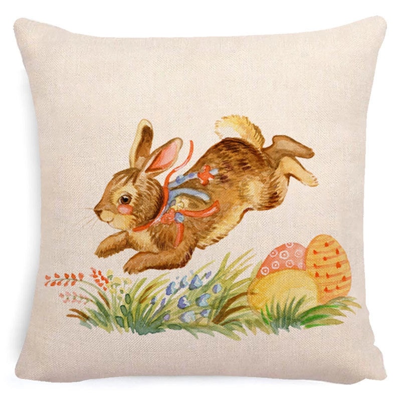 Easter Minimalist Rabbit Linen Throw Pillow Cover for Couch Sofa Decor|Home Decor & Pillows