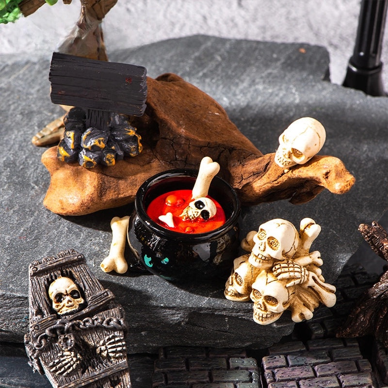 Halloween Mini Resin Skull & Mummy Ornaments Ghost Decorations for Home Desktop Creative Horror Festival|Halloween Decorations