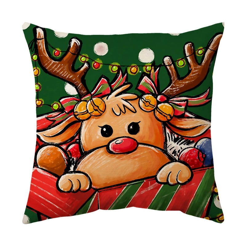 Christmas Tree Santa Elk Holiday Polyester Pillow Covers|Home Decor Pillows